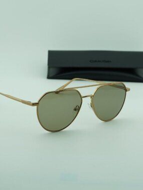 Calvin Klein CK24100S N 771 Unisex Aviator Sunglasses - Gold/Green